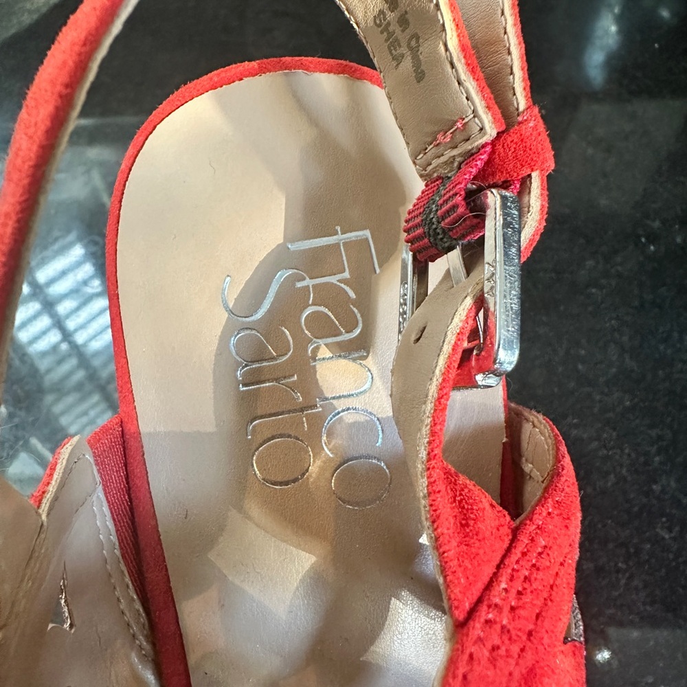 Franco Sarto Red Cutout Wedge Sandals - Picture 5 of 6